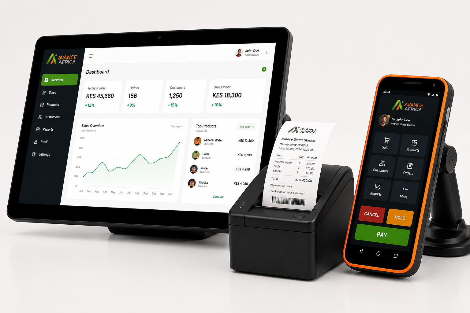 Avance POS hardware and software setup